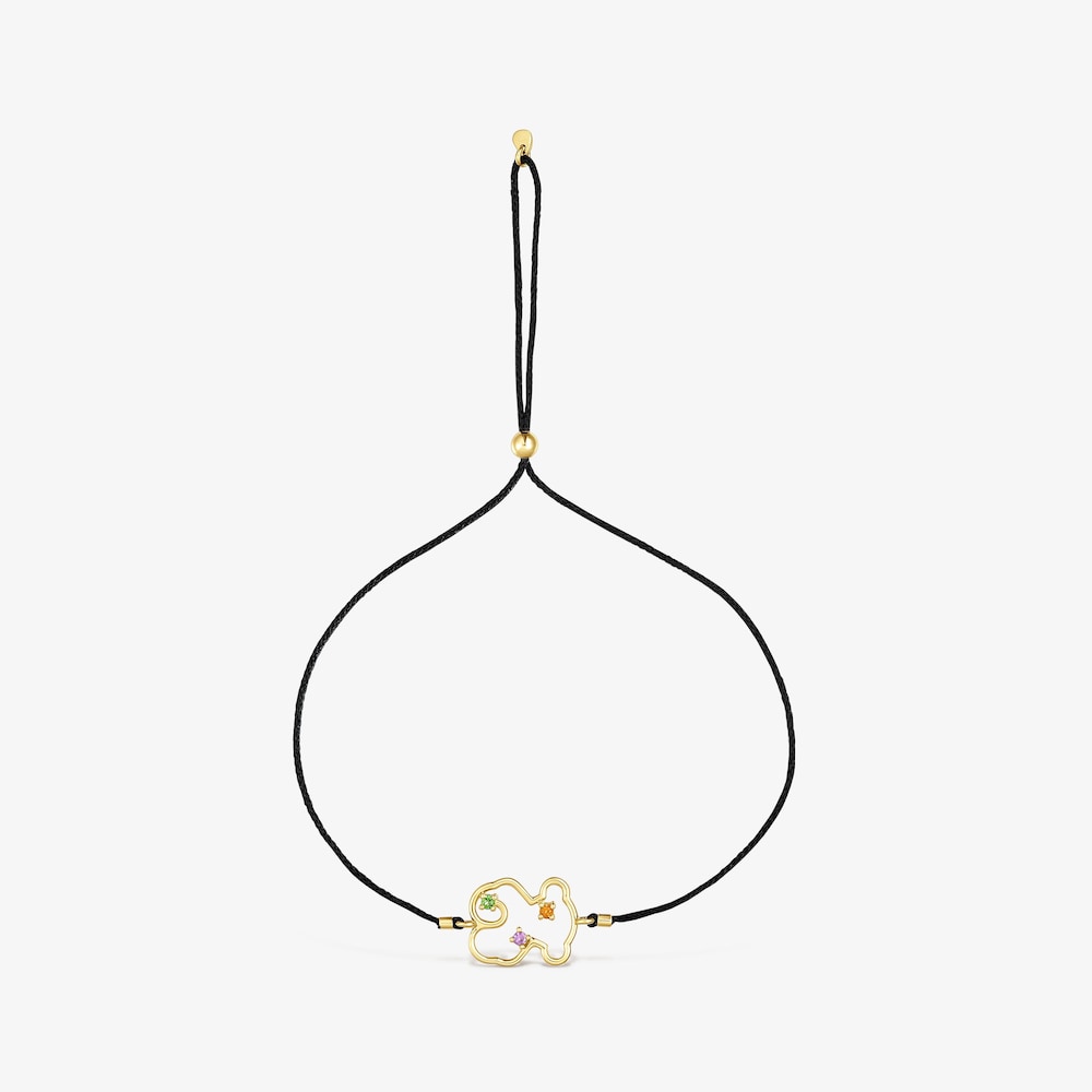 Pulsera de nylon, oso de oro y gemas Tsuri