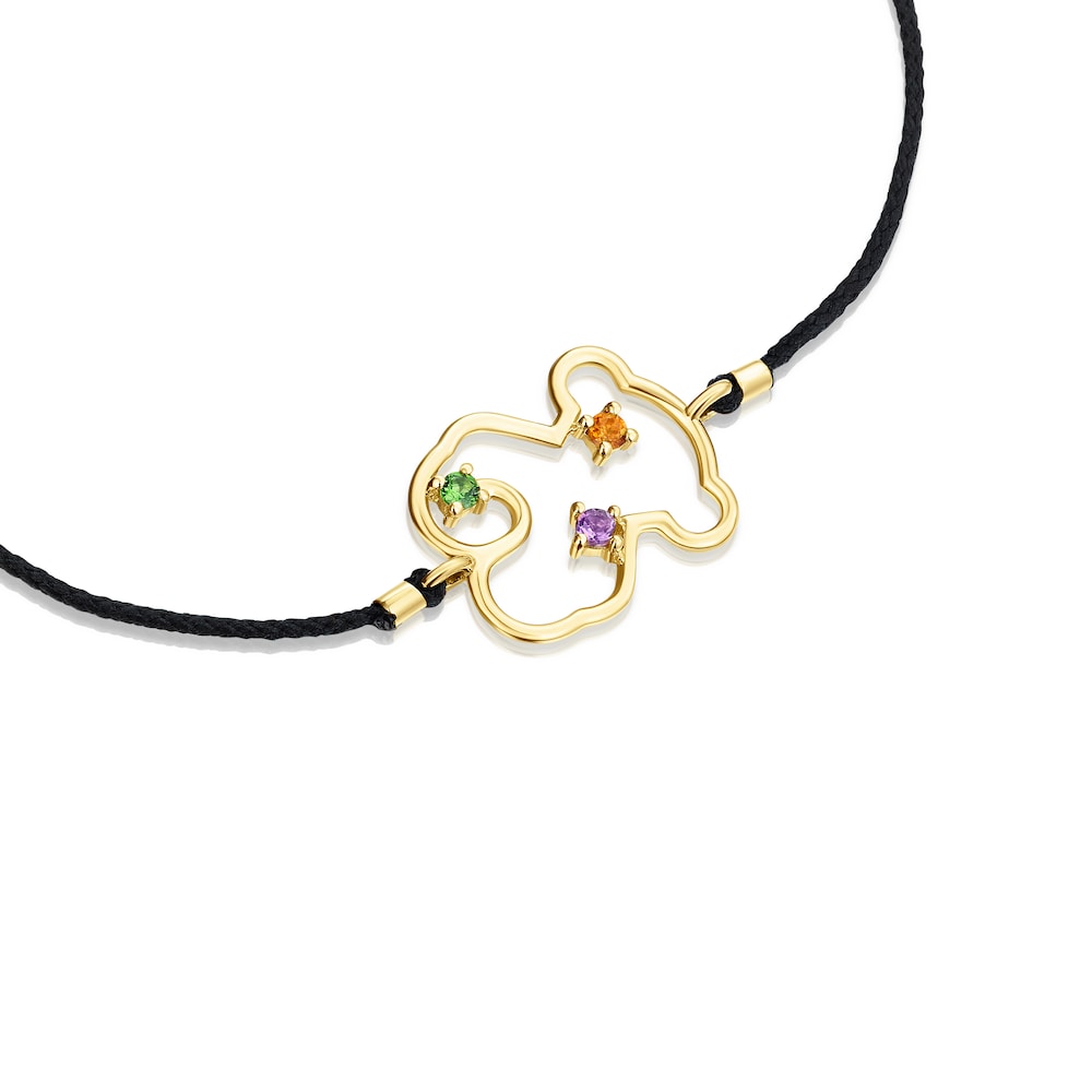 Gold Tsuri Nylon bear bracelet with gemstones Gold Tsuri Nylon bear bracelet with gemstones