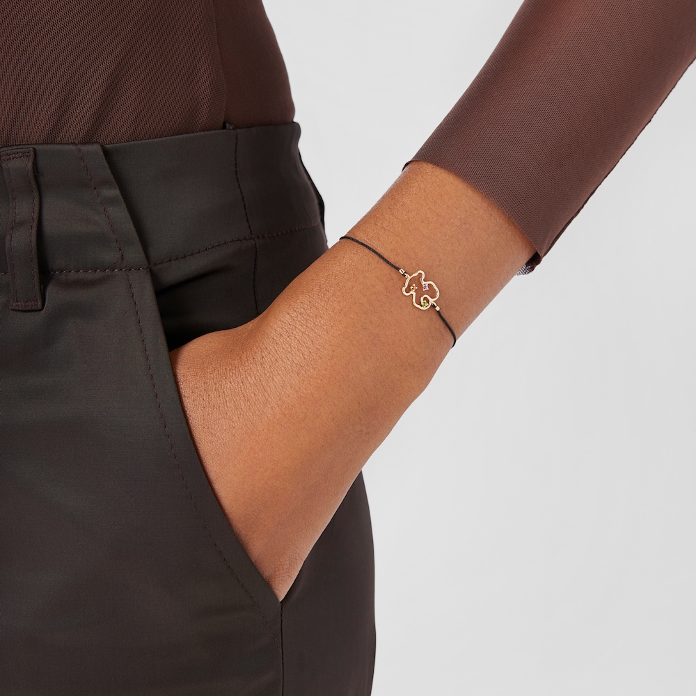 Pulsera de nylon, oso de oro y gemas Tsuri