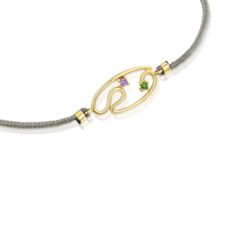 Gold Tsuri Nylon bracelet with gemstones
