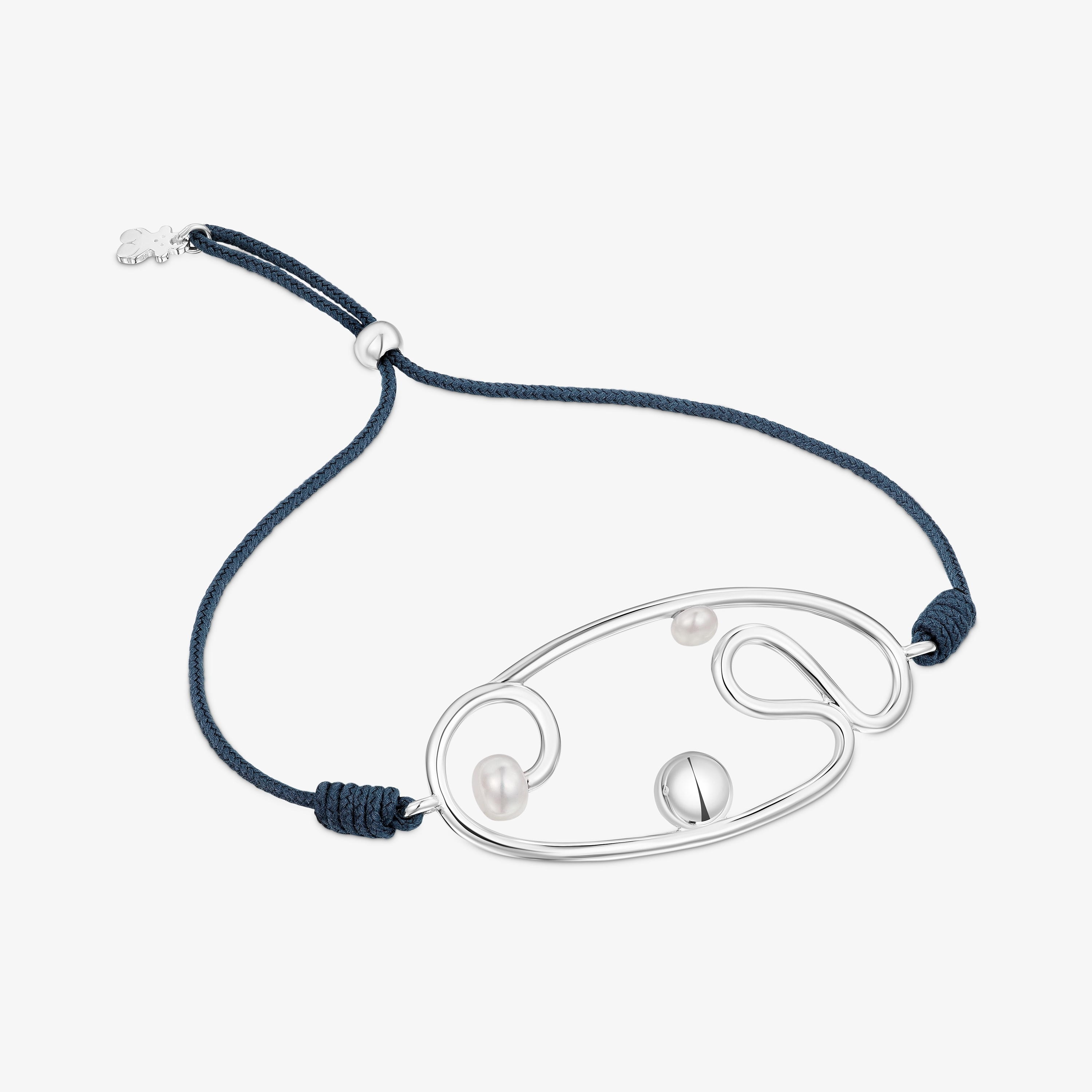 Nylon Tsuri Bracelet with silver motif and cultured pearls