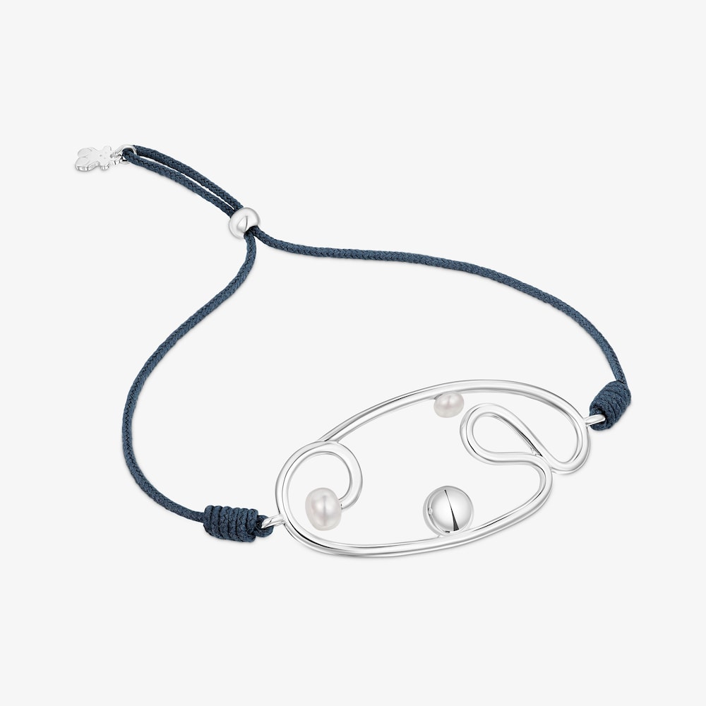 Bransoletka Tsuri z nylonu, z motywem ze srebra i perłami hodowanymi