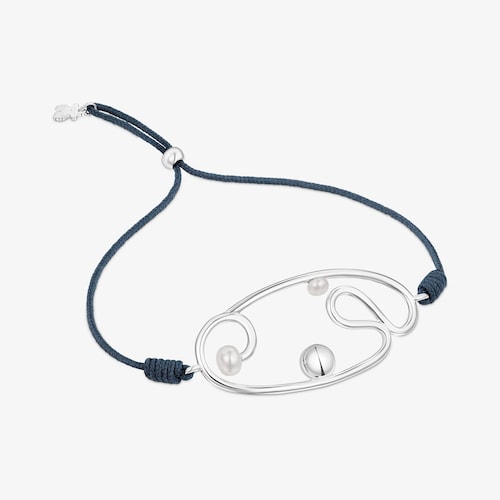 Nylon-Armband Tsuri mit Silbermotiv und Zuchtperlen