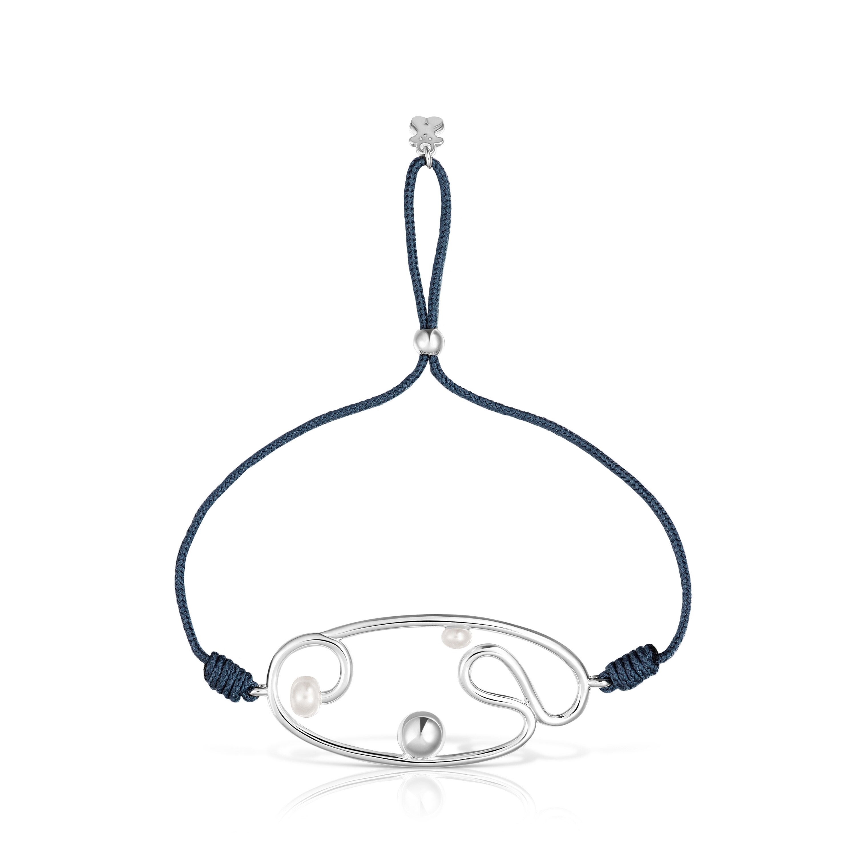 Nylon Tsuri Bracelet with silver motif and cultured pearls