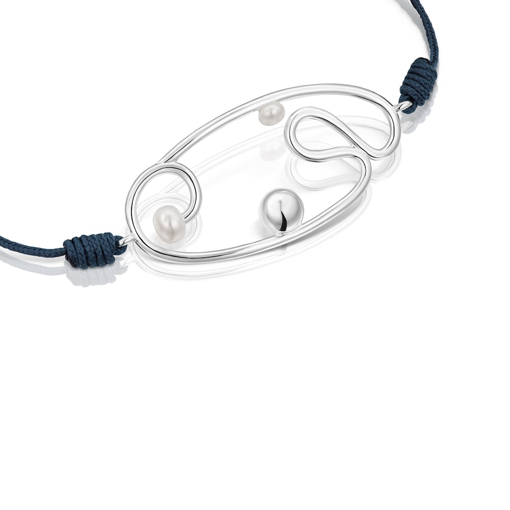 Pulsera de nylon, motivo de plata y perlas cultivadas Tsuri image number 2