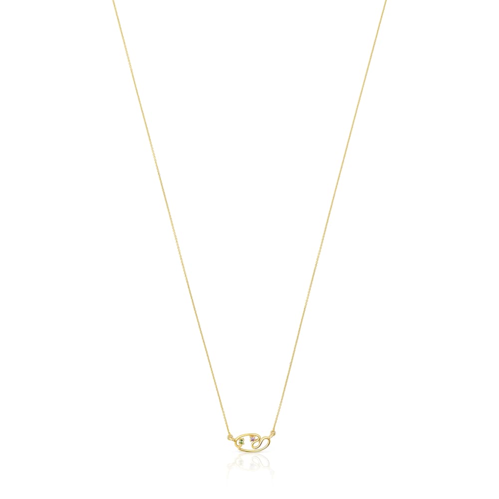 Gold Tsuri necklace with gemstones