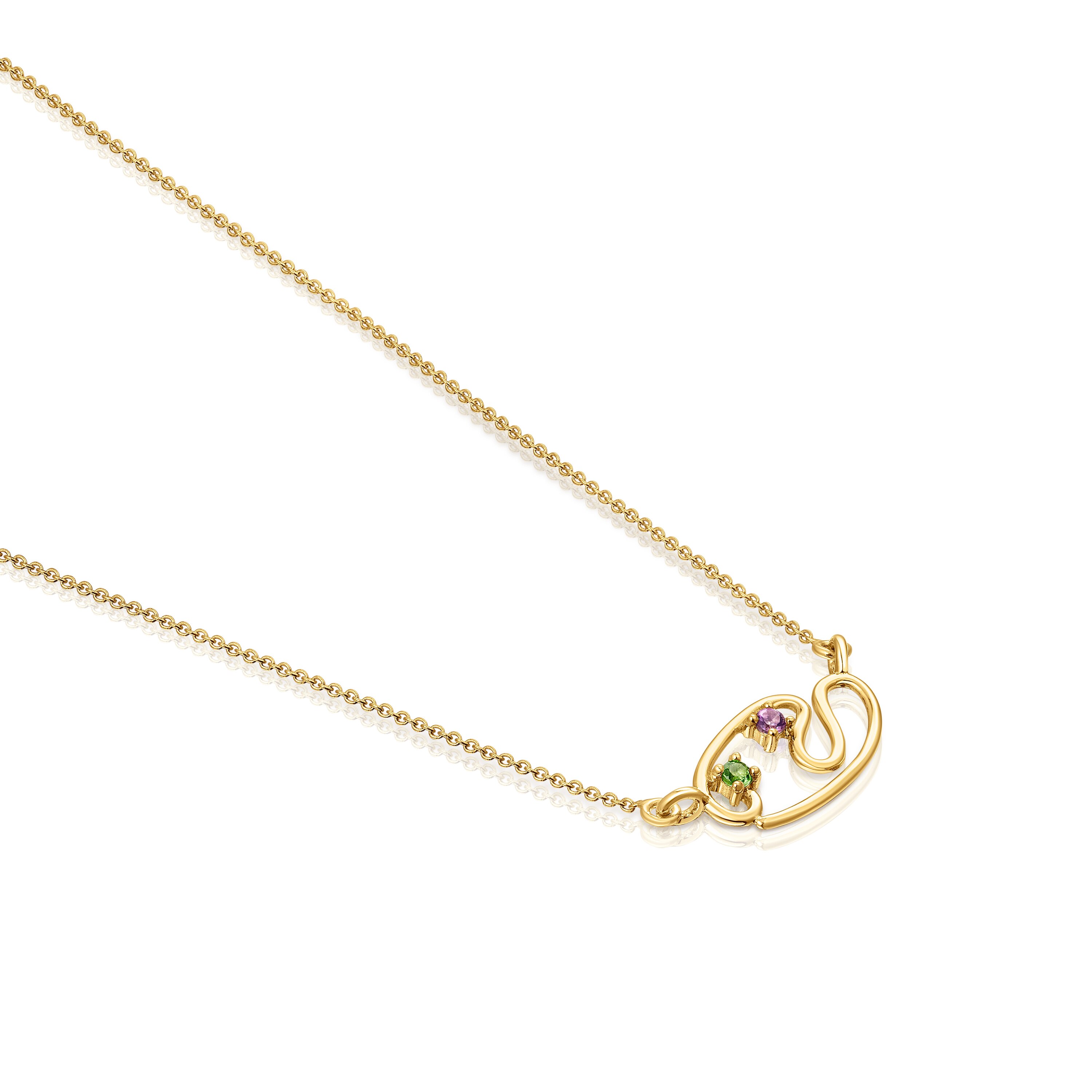 Gold Tsuri necklace with gemstones