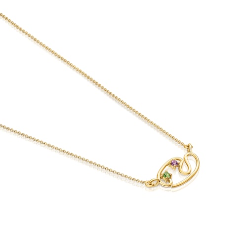 Gold Tsuri necklace with gemstones