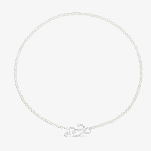 Zuchtperlen-Halskette Tsuri mit Silbermotiv