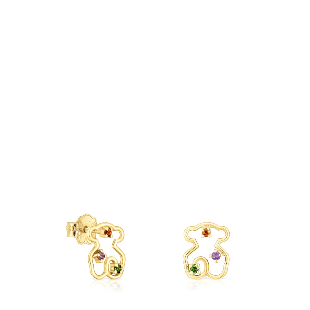 Pendientes oso de oro y gemas Tsuri Pendientes oso de oro y gemas Tsuri