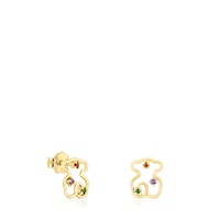 Gold Tsuri Bear earrings with gemstones