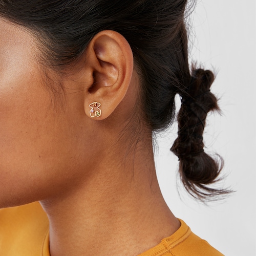 Pendientes oso de oro y gemas Tsuri