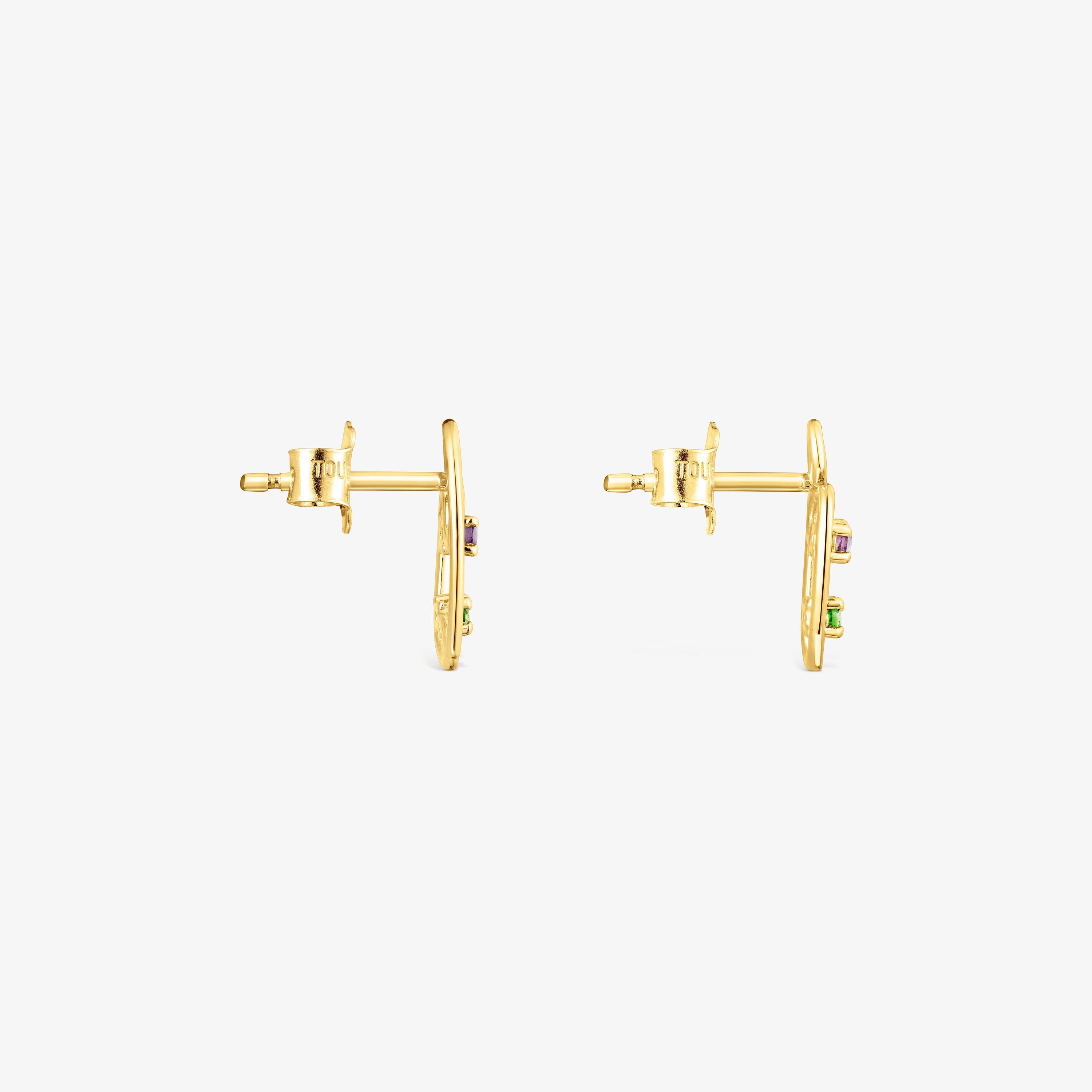 18K Solid Gold Tsuri earrings with gemstones