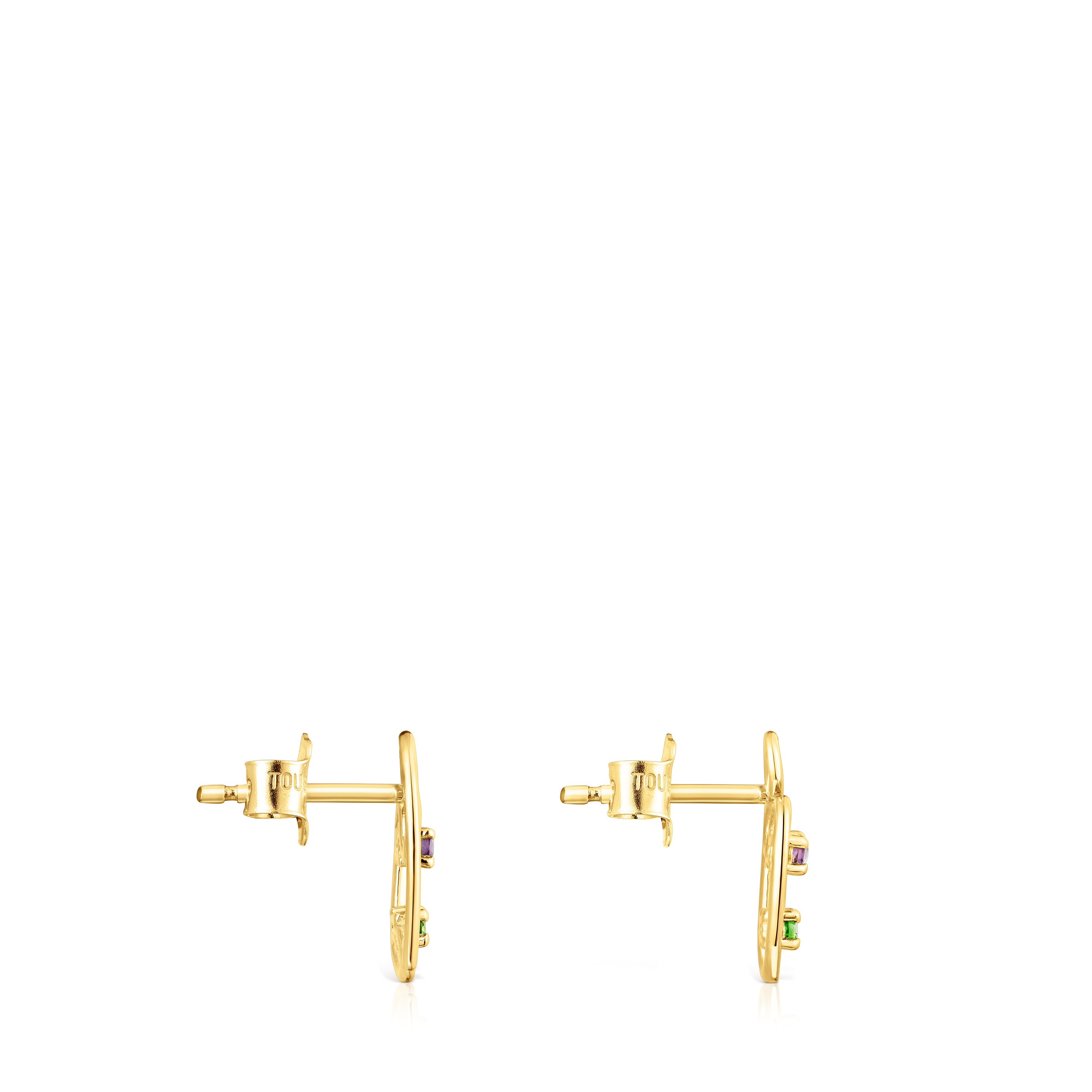 Gold Tsuri earrings with gemstones