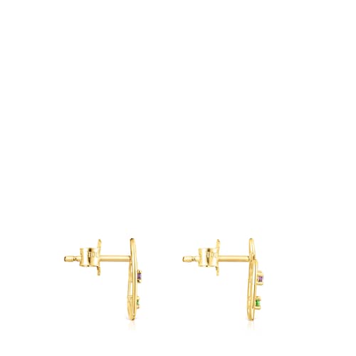 Gold Tsuri earrings with gemstones