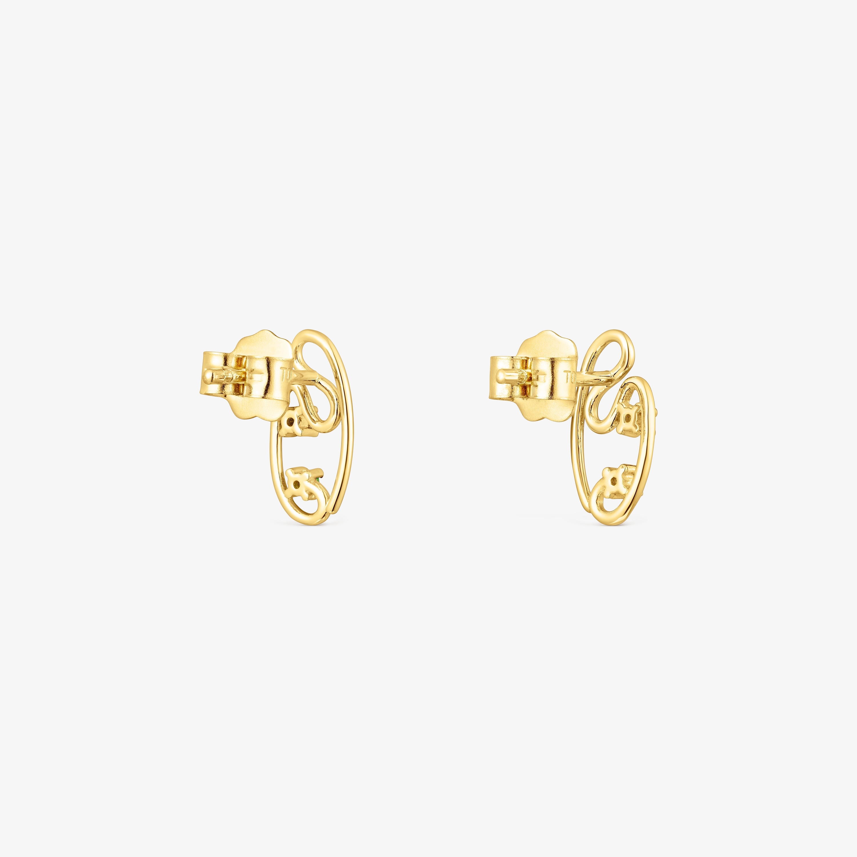 18K Solid Gold Tsuri earrings with gemstones