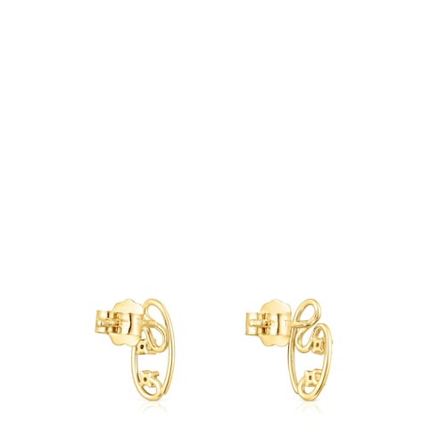 Gold Tsuri earrings with gemstones