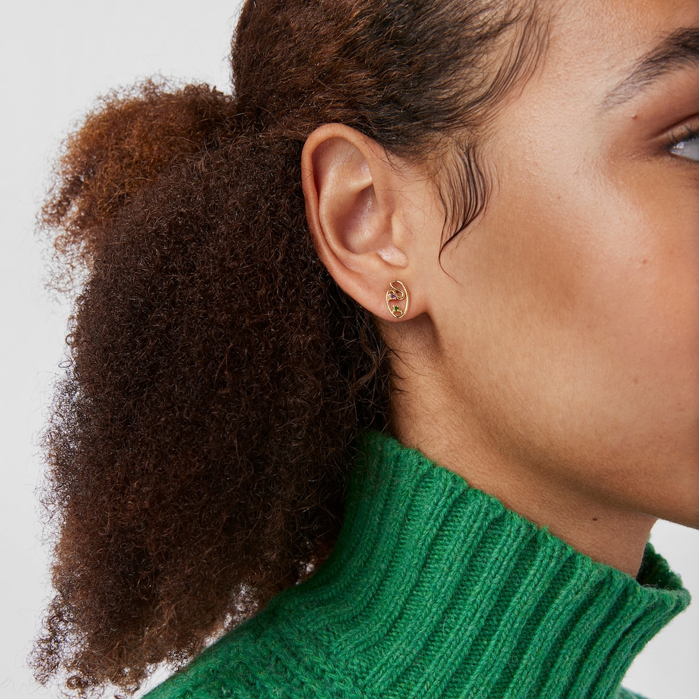 Kolczyki Tsuri ze złota, z kamieniami szlachetnymi