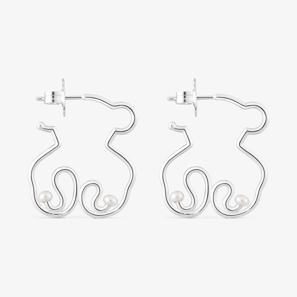 Pendientes oso de plata y perlas cultivadas Tsuri