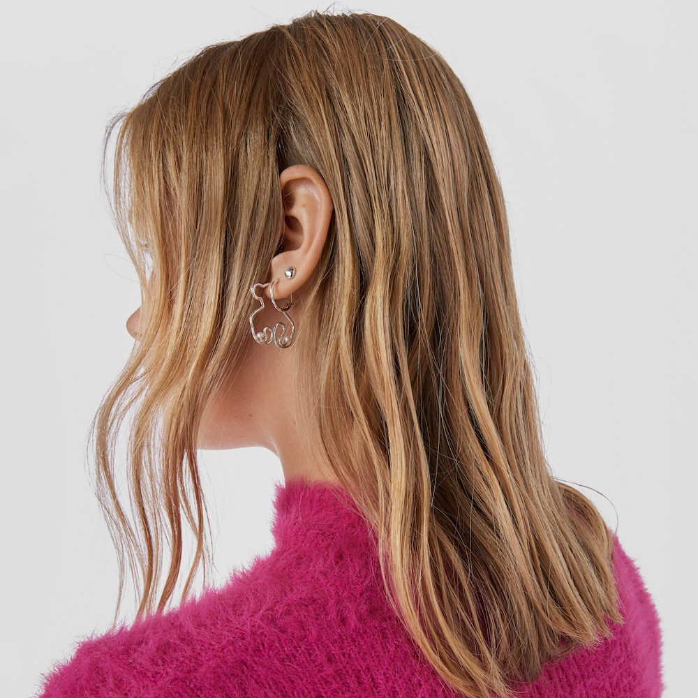 Pendientes oso de plata y perlas cultivadas Tsuri