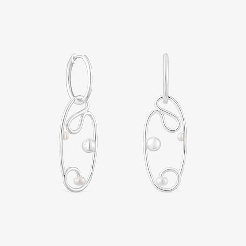 Kolczyki koła Tsuri ze srebra, z perłami hodowanymi