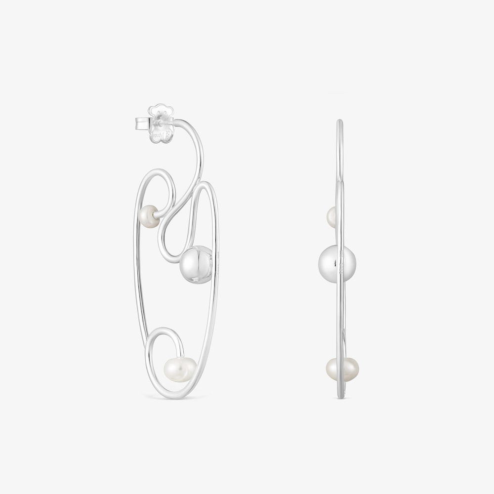 Pendientes de plata y perlas cultivadas Tsuri