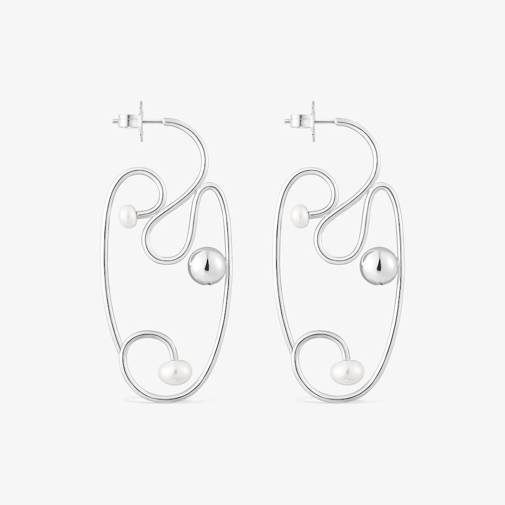 Pendientes de plata y perlas cultivadas Tsuri