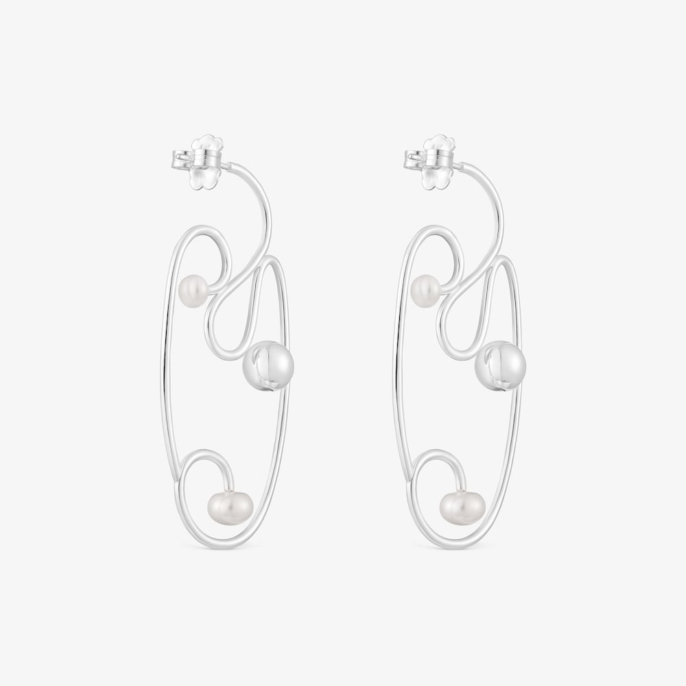 Pendientes de plata y perlas cultivadas Tsuri