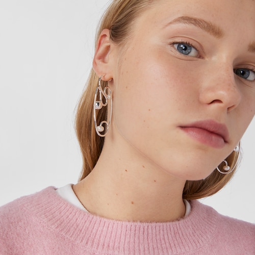 Silver Tsuri Earrings with cultured pearls
