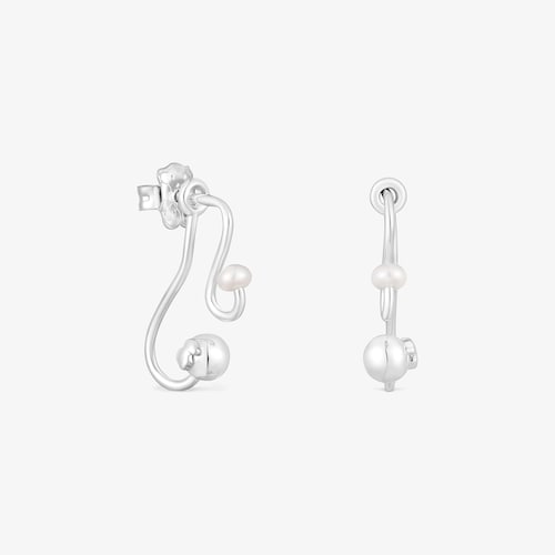 Zweiteilige Ohrringe Tsuri aus Silber mit Zuchtperlen