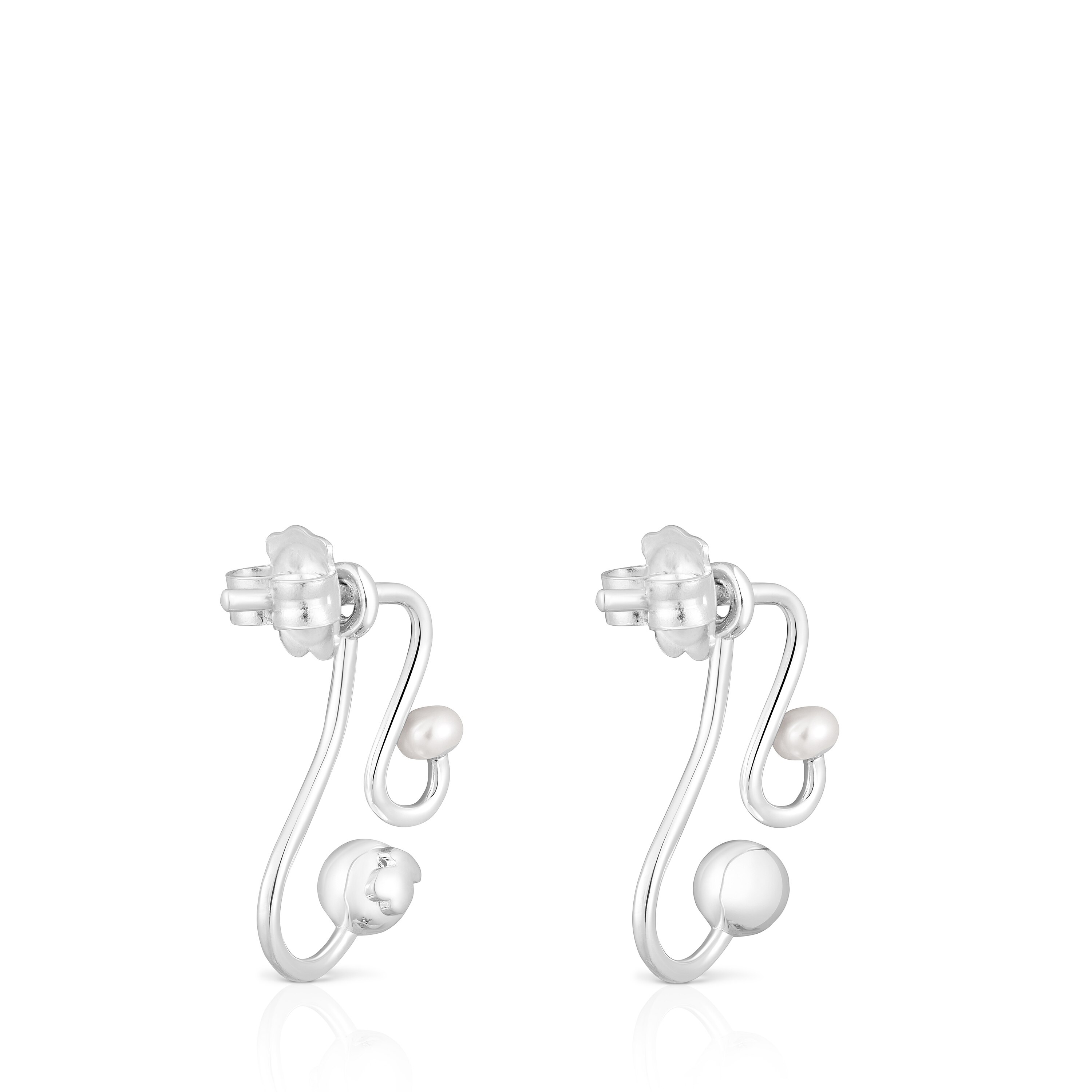 Silver Tsuri Two-piece earrings with cultured pearls