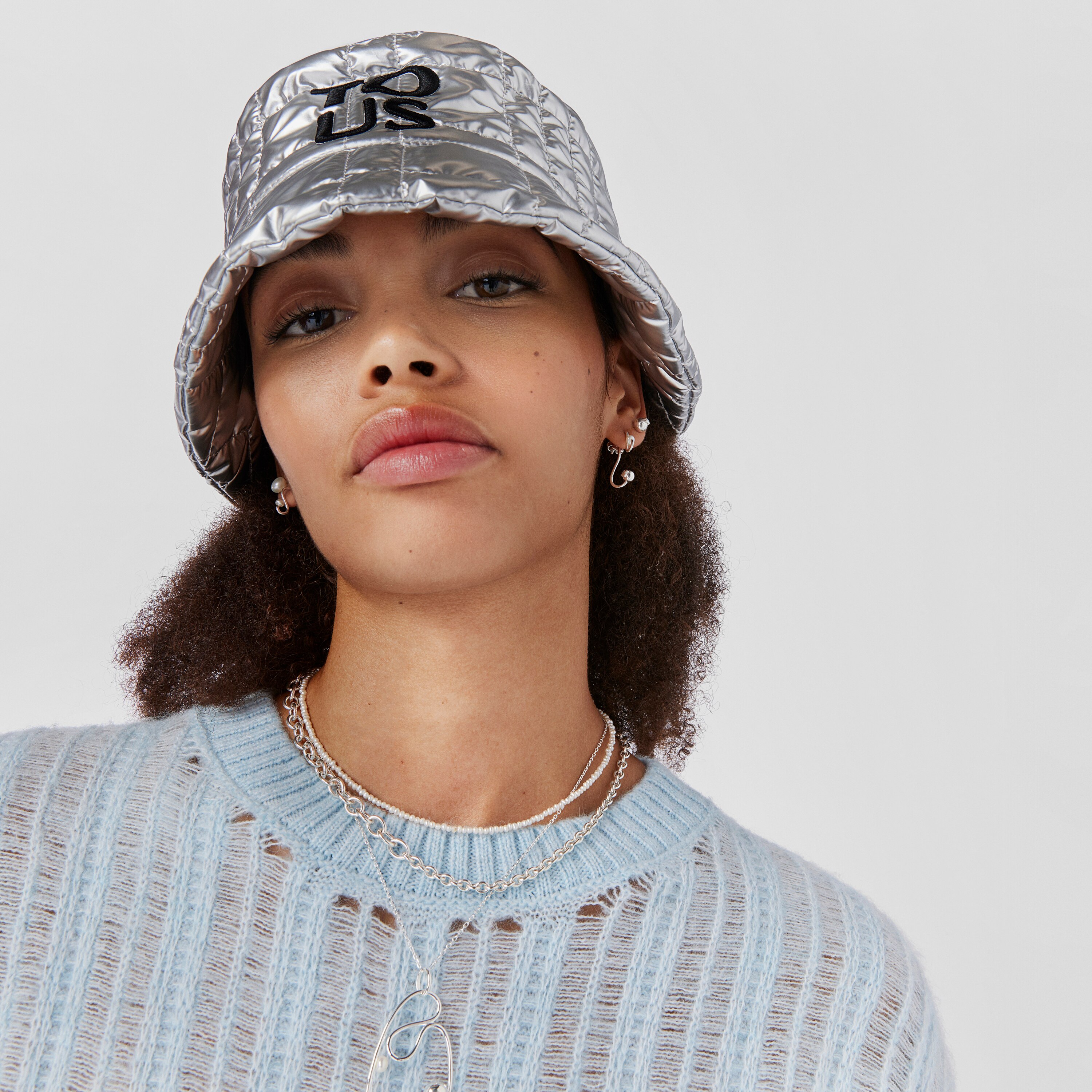 Silver Tsuri Two-piece earrings with cultured pearls