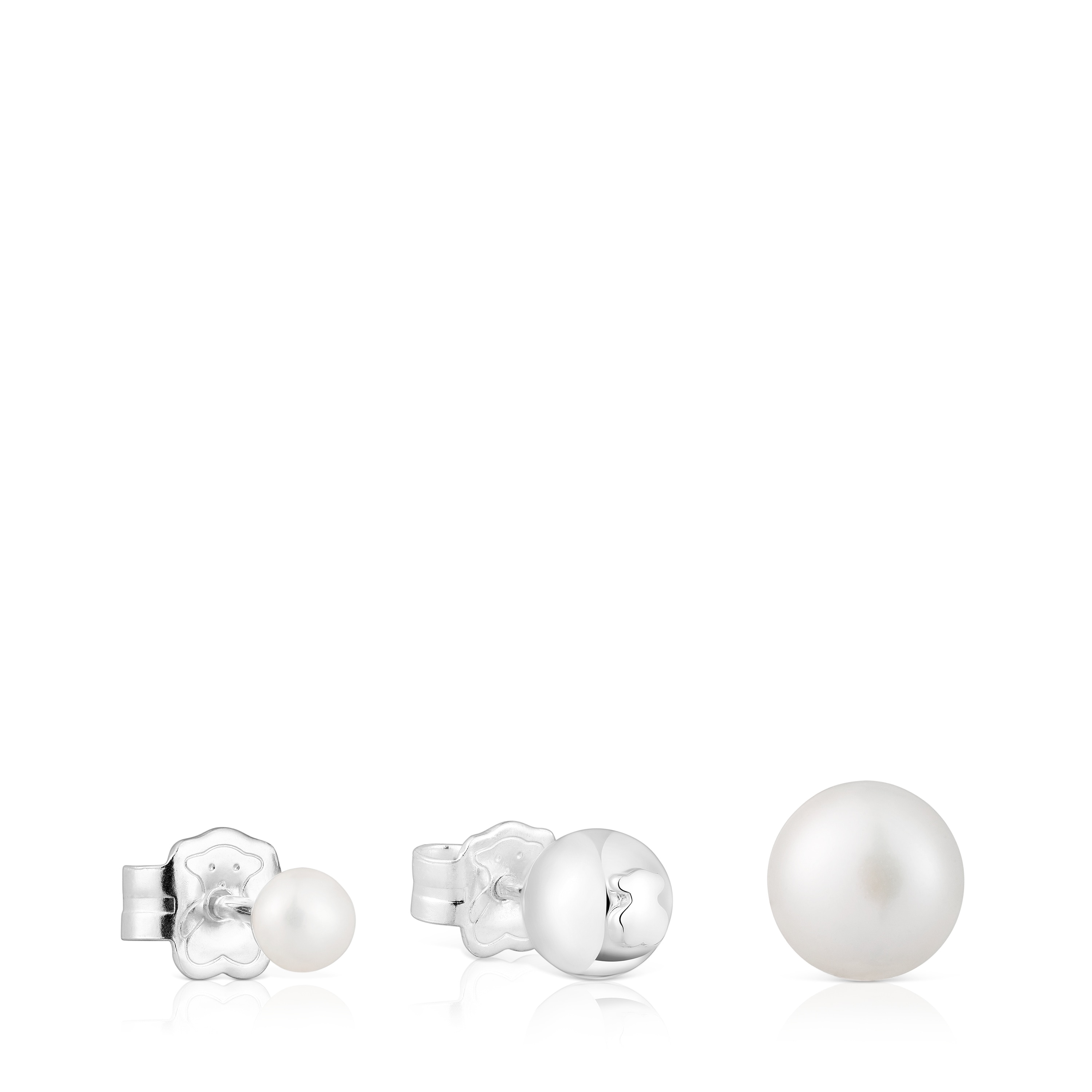 Set of three silver Tsuri Earrings with cultured pearls