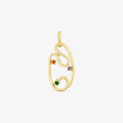 18K Solid Gold Tsuri pendant with gemstones