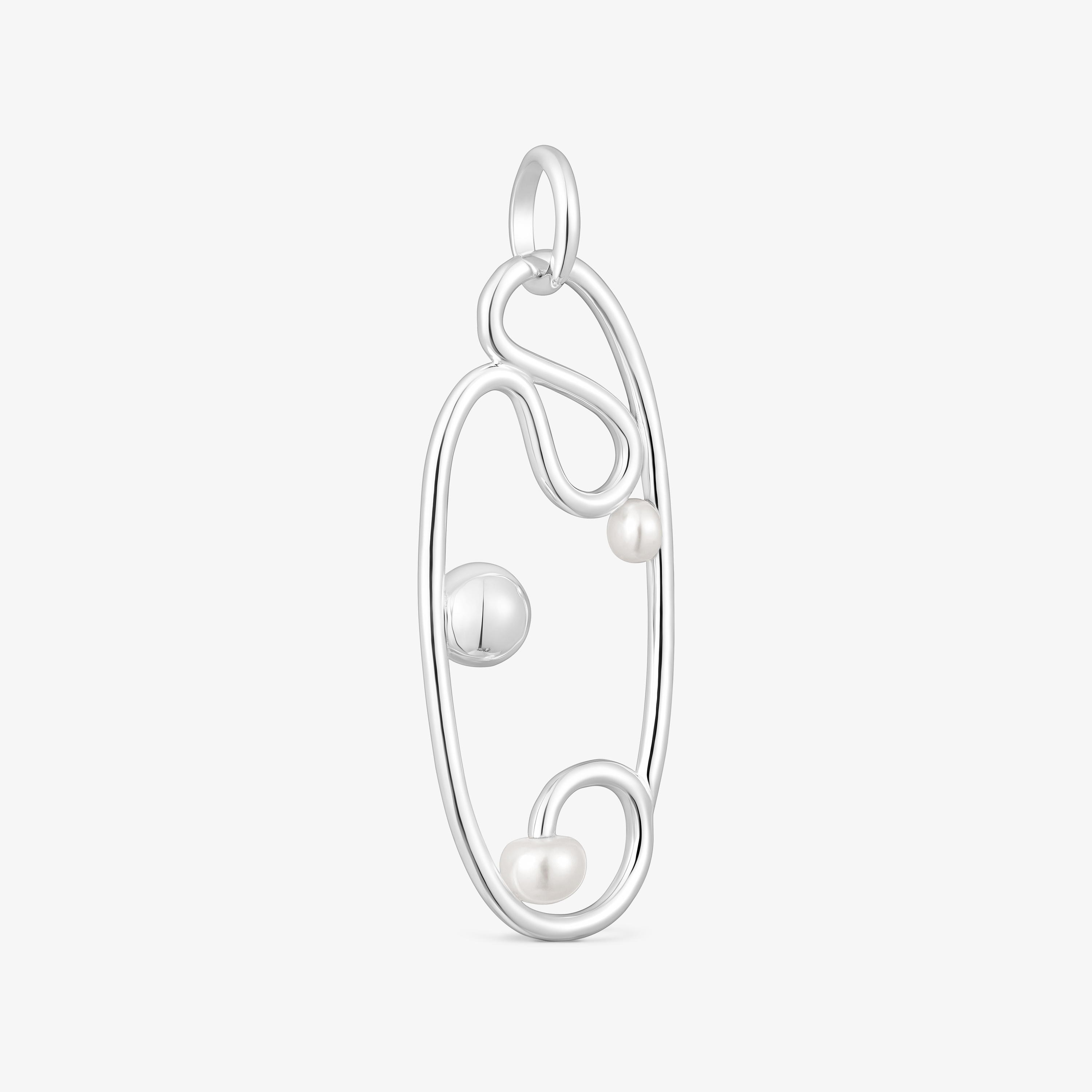 Silver Tsuri Pendant with cultured pearls