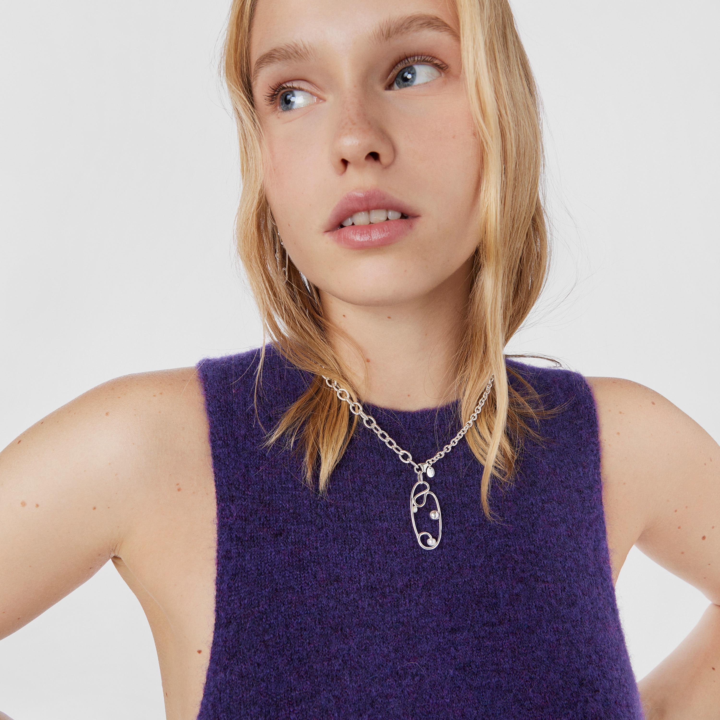 Silver Tsuri Pendant with cultured pearls