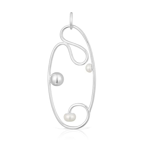 Large silver Tsuri Pendant with cultured pearls