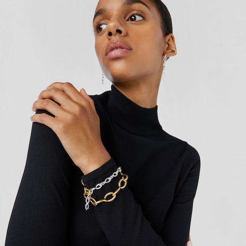 Silver and silver vermeil Bent Bracelet