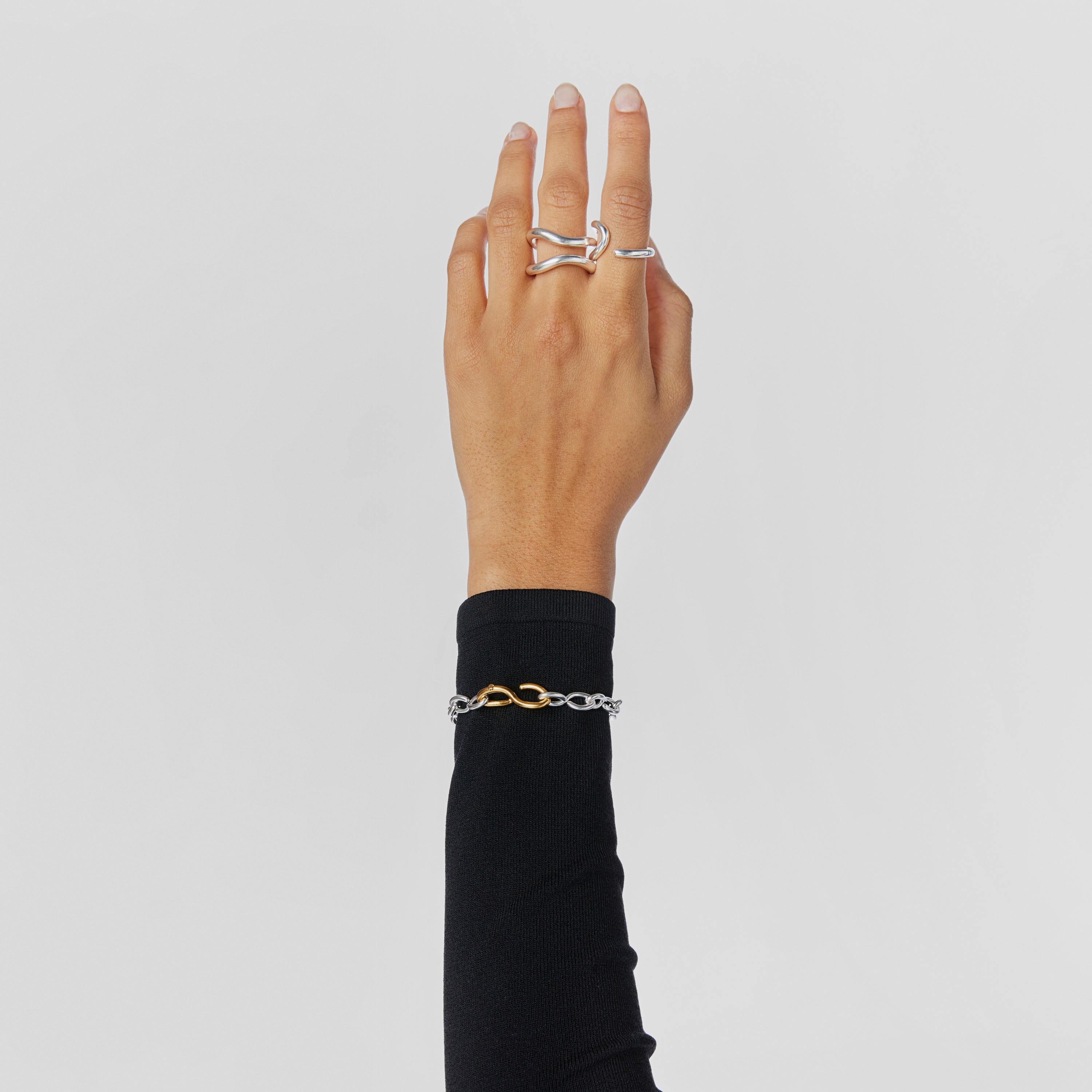 Silver and silver vermeil Bent Bracelet