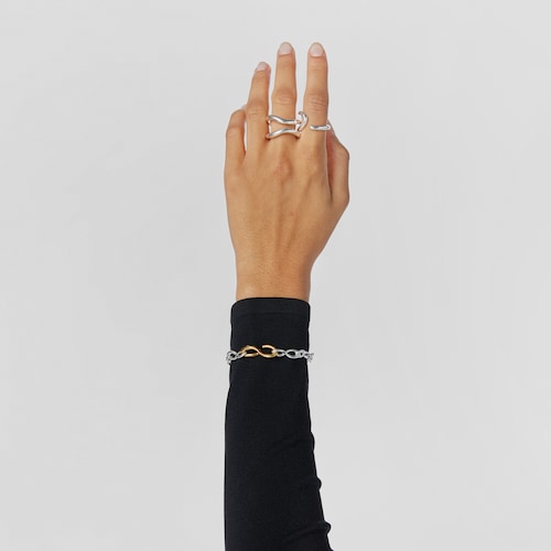 Silver and silver vermeil Bent Bracelet