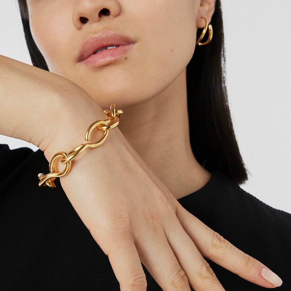 Pulsera con ba&ntilde;o de oro 18 kt sobre plata Bent