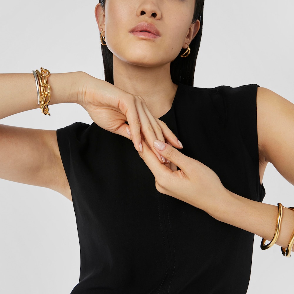 Pulsera con ba&ntilde;o de oro 18 kt sobre plata Bent