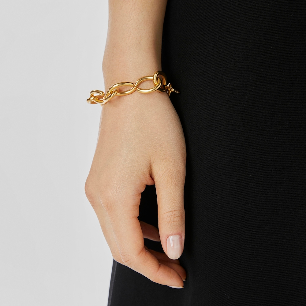 Pulsera con ba&ntilde;o de oro 18 kt sobre plata Bent