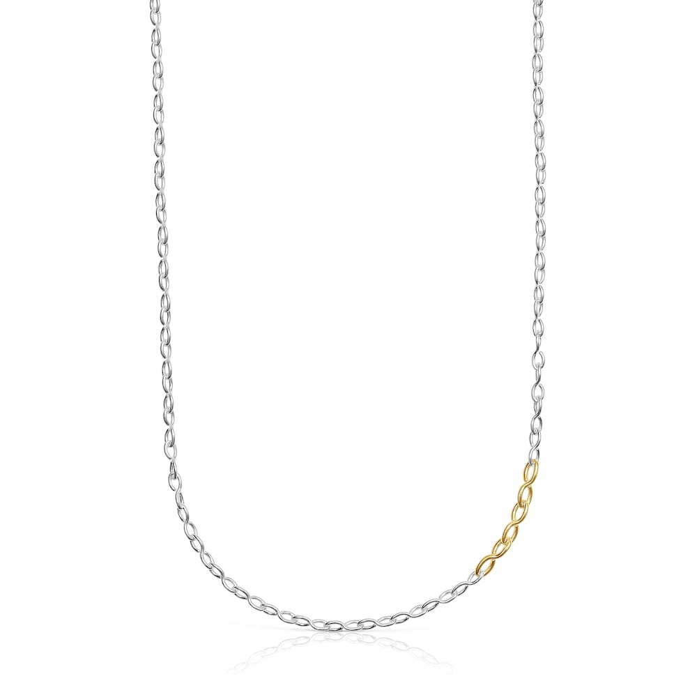 Silver and silver vermeil Bent Necklace