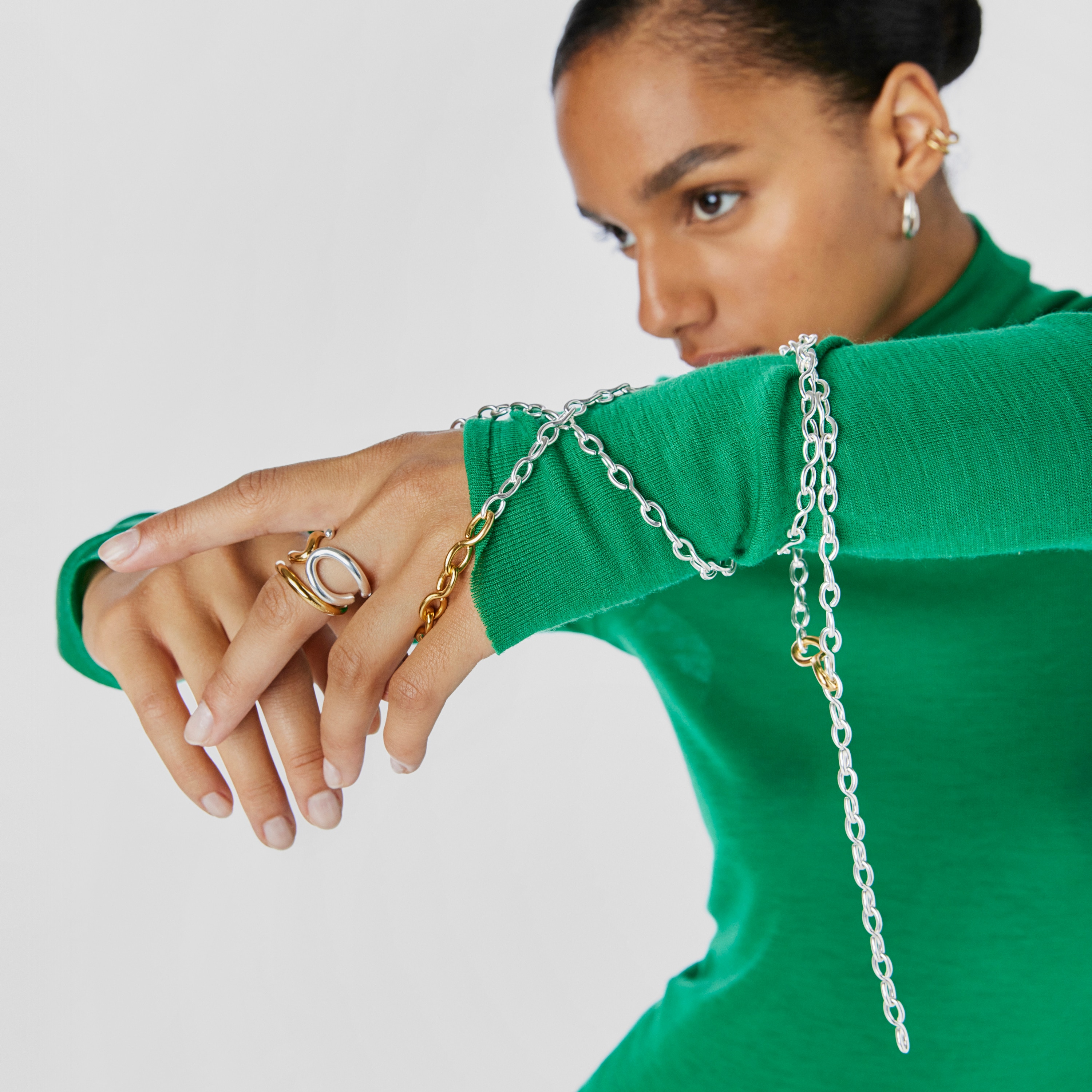 Silver and silver vermeil Bent Necklace