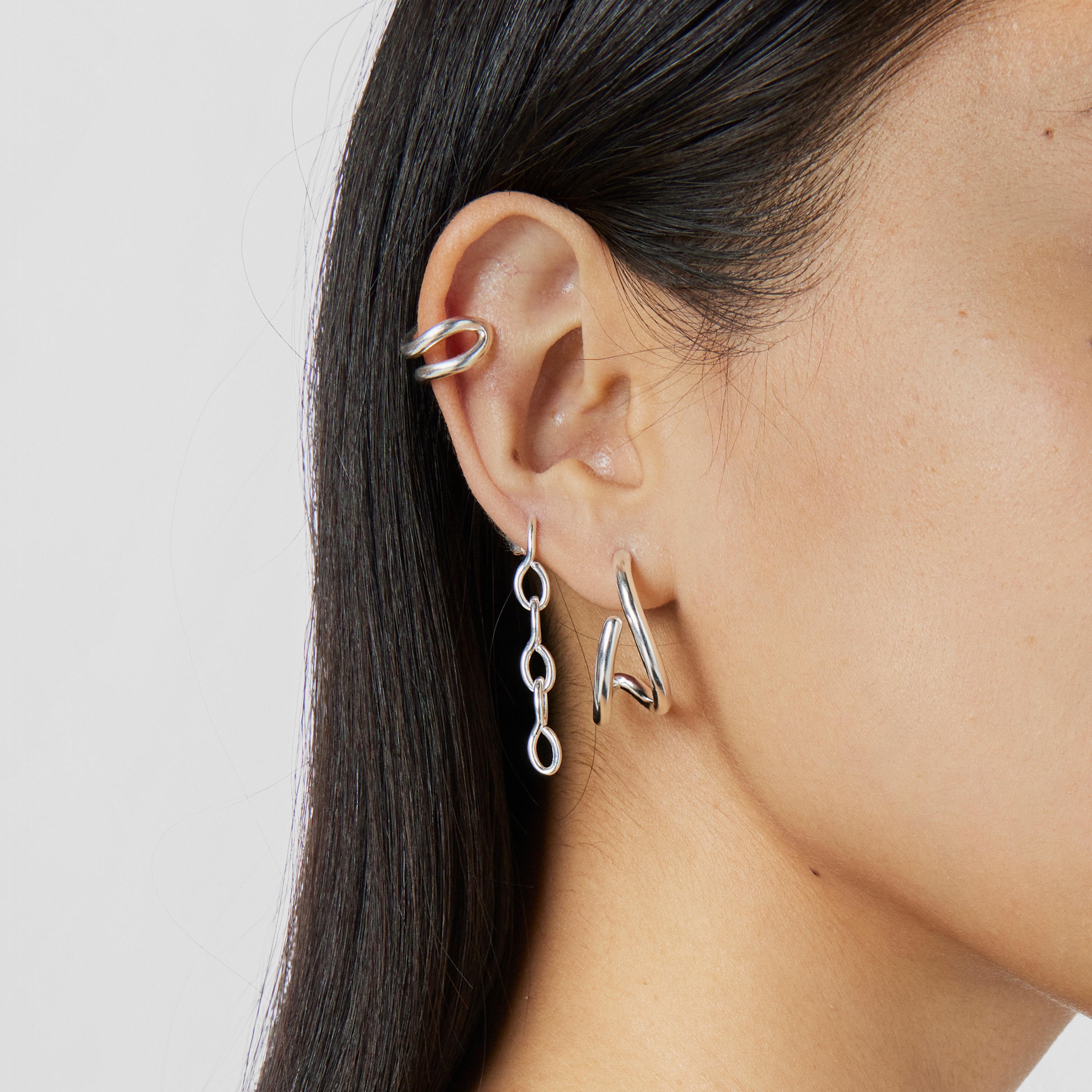 Silver Bent Hoop earrings