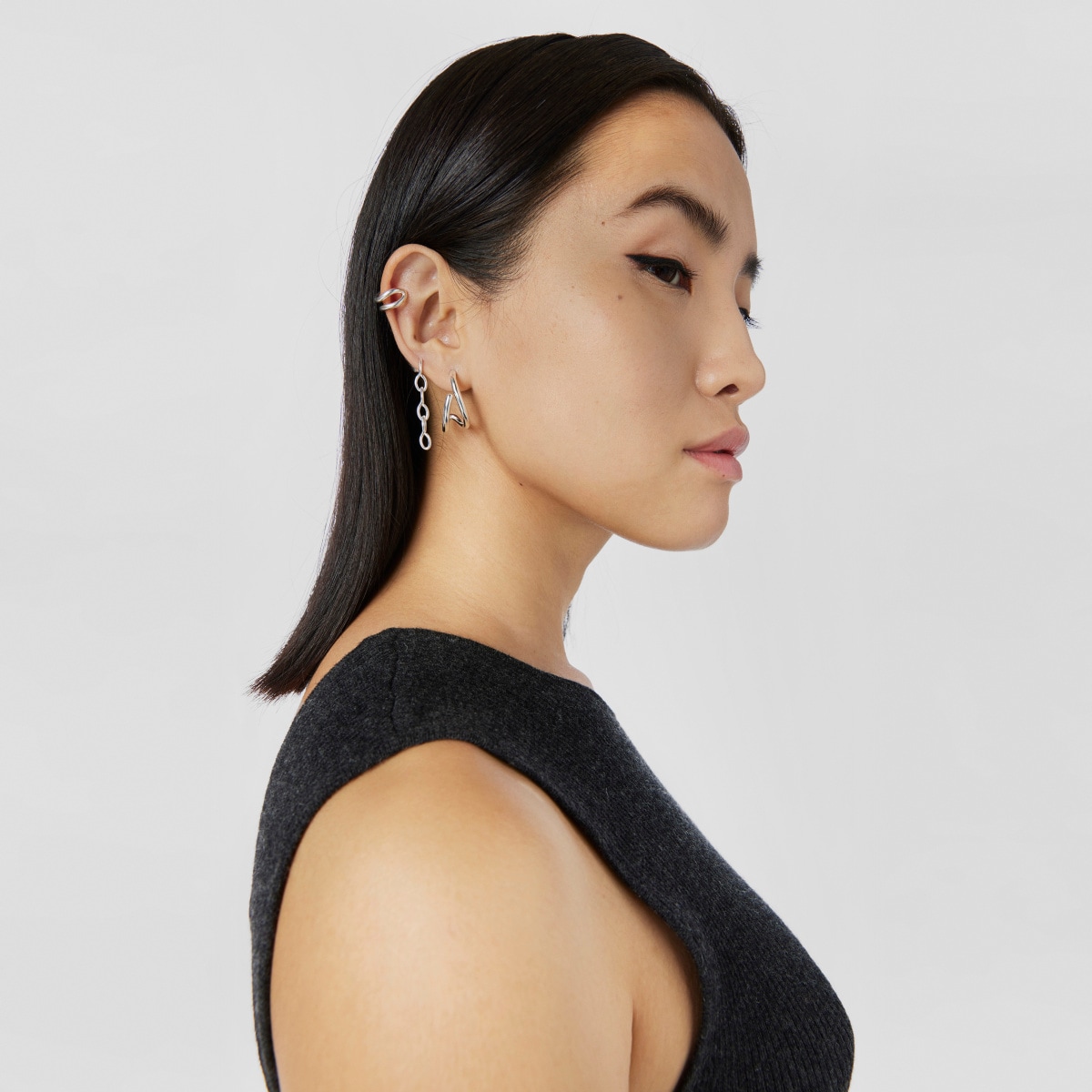 Silver Bent Hoop earrings