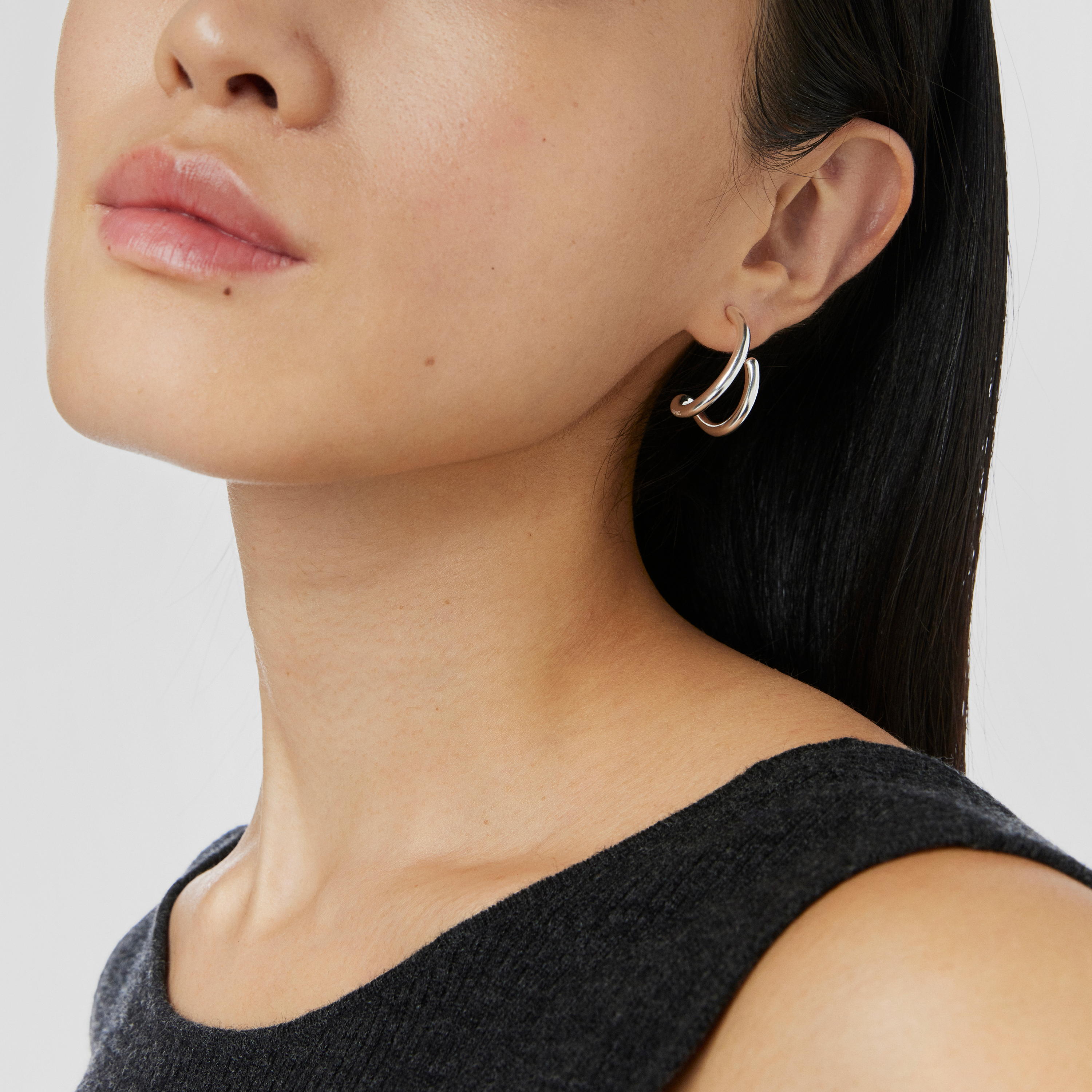 Silver Bent Hoop earrings