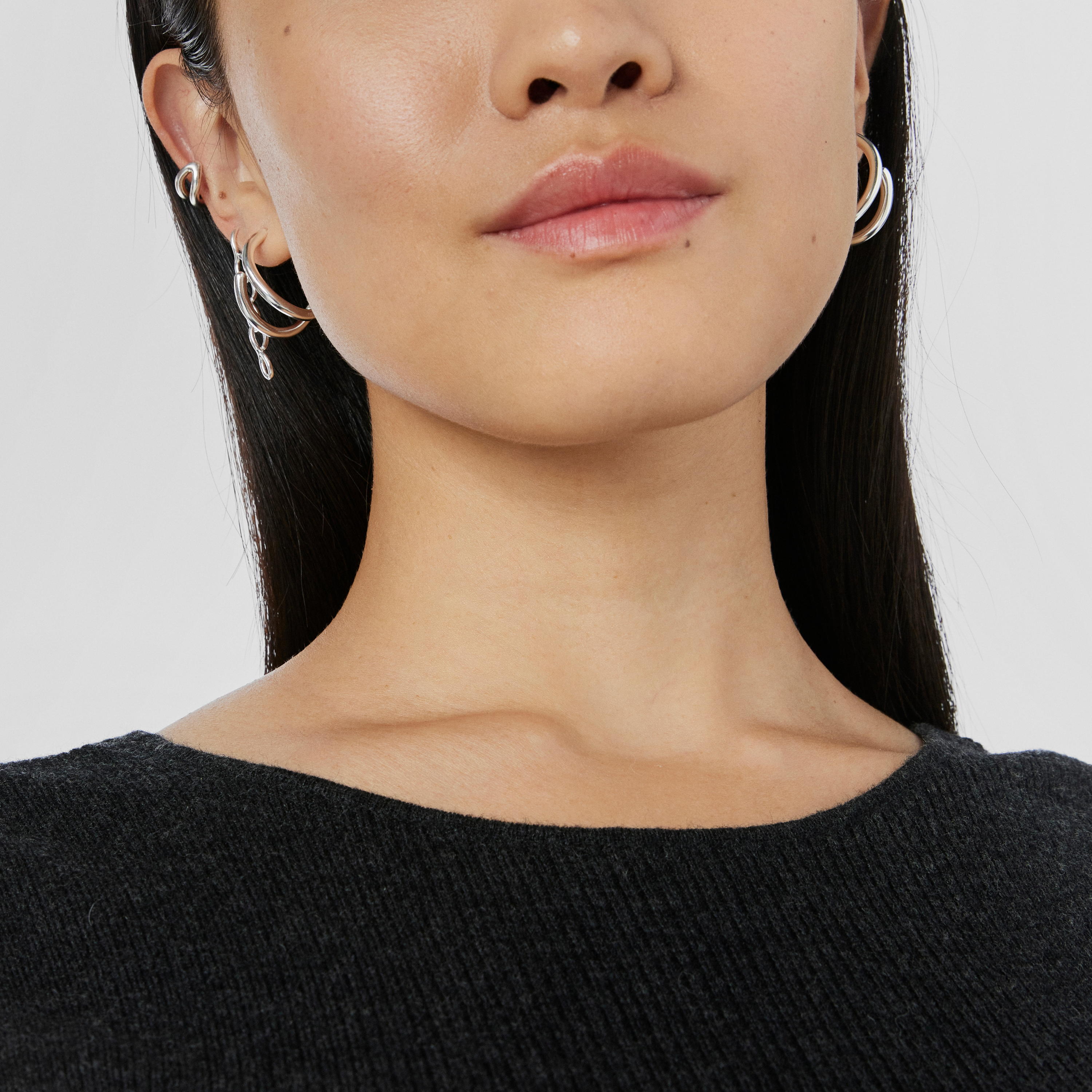 Silver Bent Hoop earrings