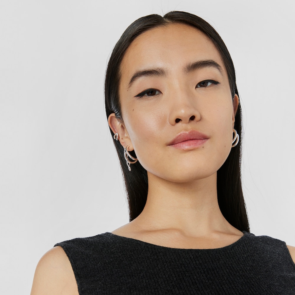 Silver Bent Hoop earrings image number 5